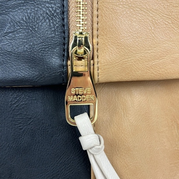 Vintage Steve Madden Clutch Handbag Tan Black Missing Crossbody Strap - Picture 2 of 10
